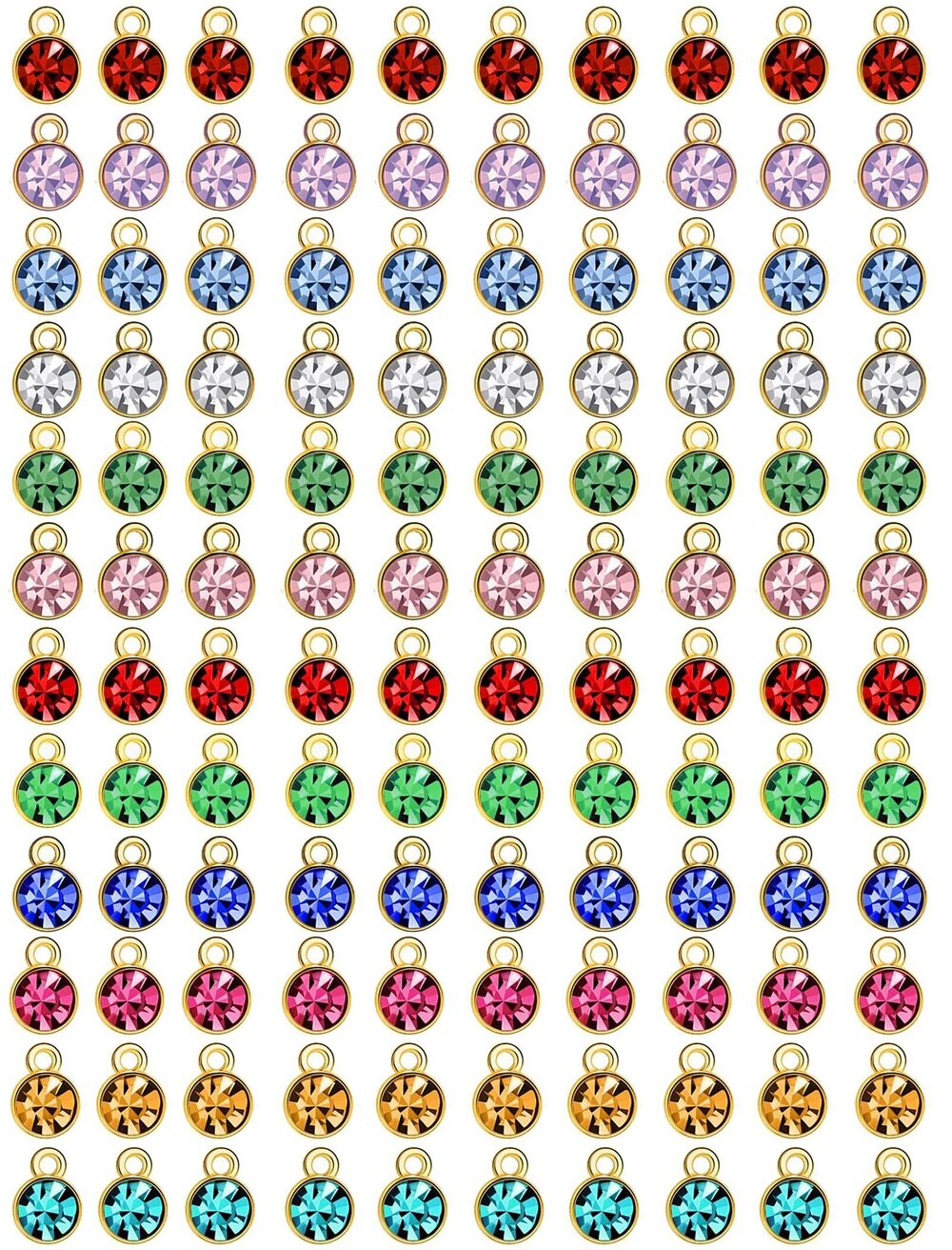 2262 120 Pieces Crystal Birthstone Charms Beads, 12 Colors Round Crystal